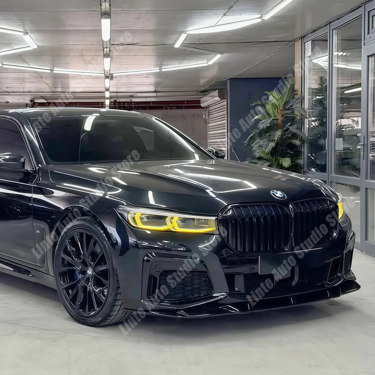 BMW 7 시리즈 G11 G12 M 팩 LCI 745e 730Li 740Li 2019 2020-2022 ABS 글로시 블랙 바디 키트용 프론트 범퍼 스플리터 립 스포일러