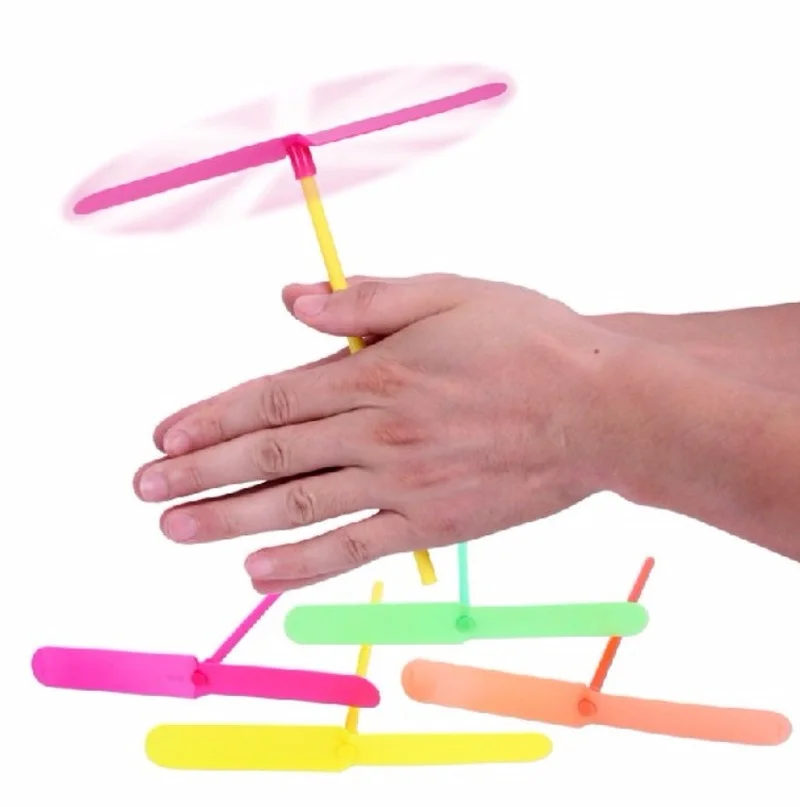 1-10Pcs LED Luminous Double-leaf Bamboo Dragonfly Toys Children's Outdoor Hand Rub Flying Machine Flying Toy Kindergarten Gifts 3