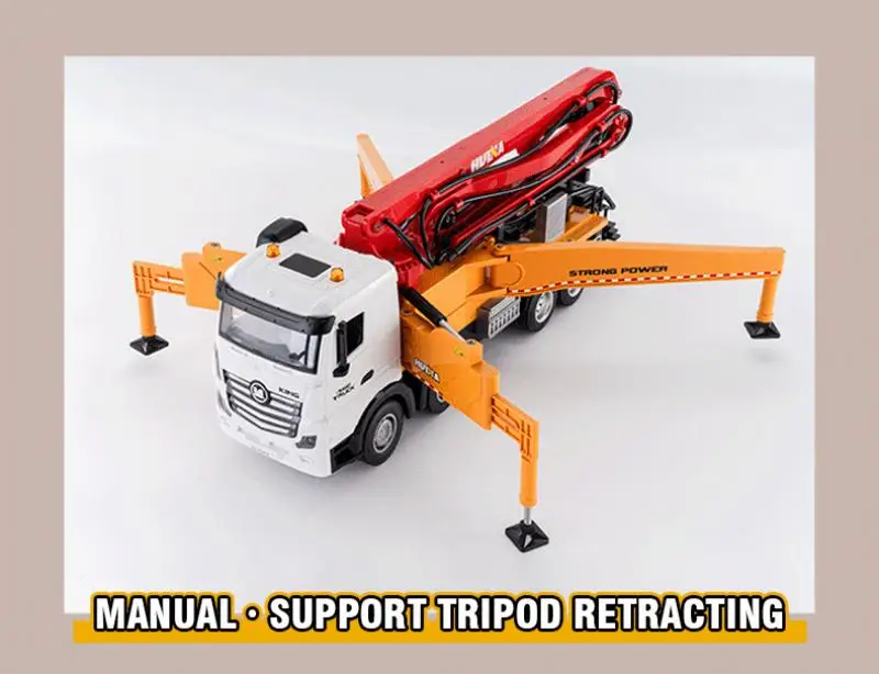 Huina 1/18 11Channel Semi-Alloy Remote Control Diecast Cement Pump Truck Model Construction Engineering Vehicle Children Kid Toy 5