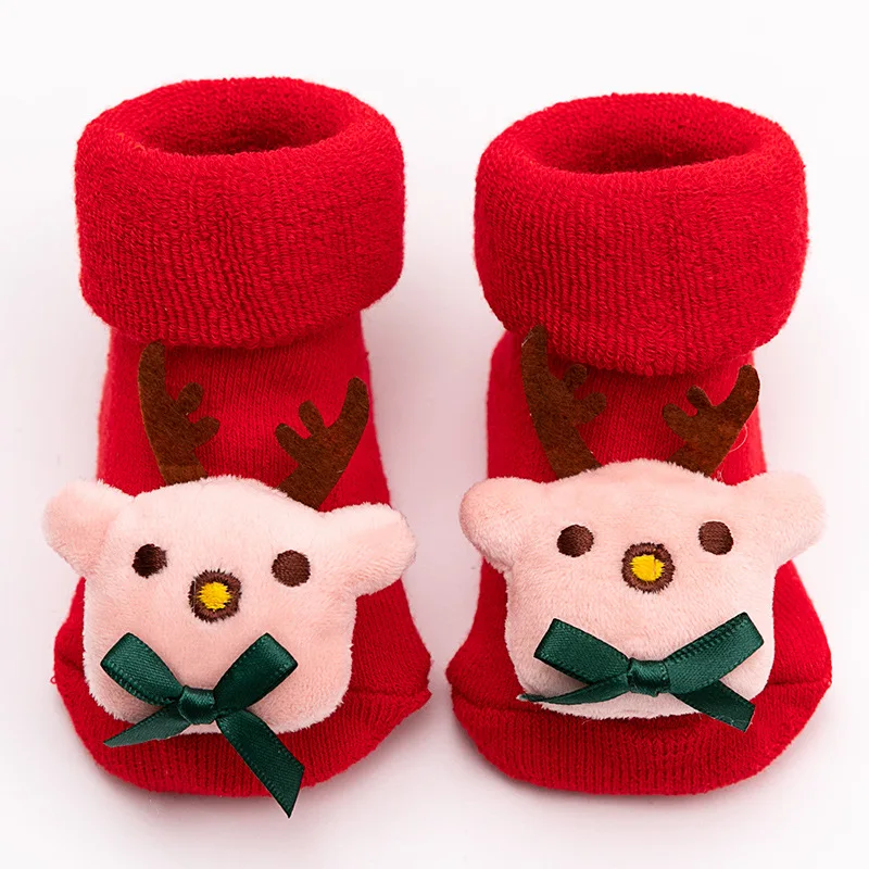 Newborn Toddler Baby Boys Girls Christmas Girls Non-slip Print Cotton Toddler Santa Claus Snowman Decor