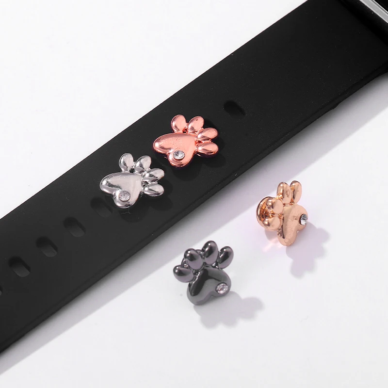 Dijes de correa de reloj de pata de perro y gato para Iwatch, pulsera inteligente de silicona, dijes de uñas de Metal, joyería decorativa, dijes de