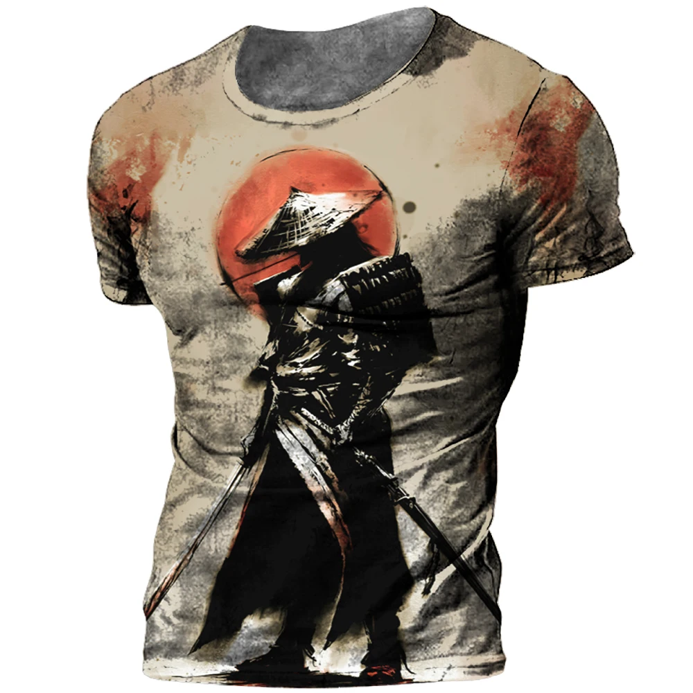 Japanischen Samurai T-shirt 3D Japan Stil Print Kurzarm Tops Tees Casual Retro männer T shirt Übergroßen Vintage Männer der Kleidung