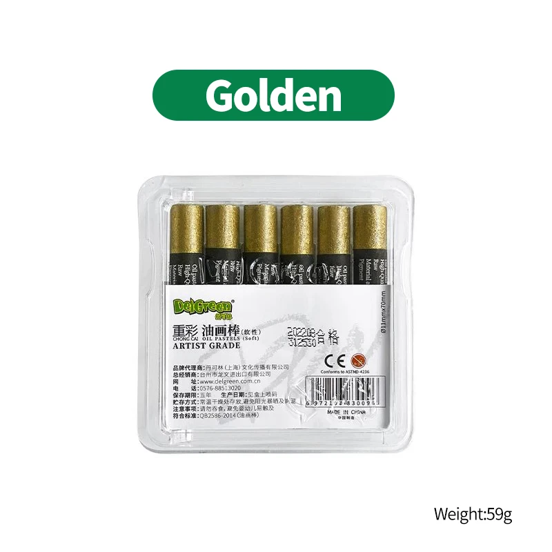 Oil Pastels DELGREEN Pearlescent Oil Painting Stick 6pcs