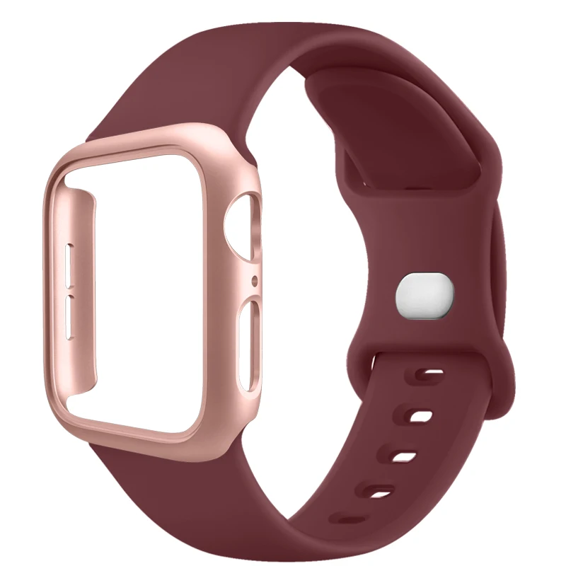 Versatile Protective Silicone Strap and PC Case for Apple Watch - Enhanced Durability and Style