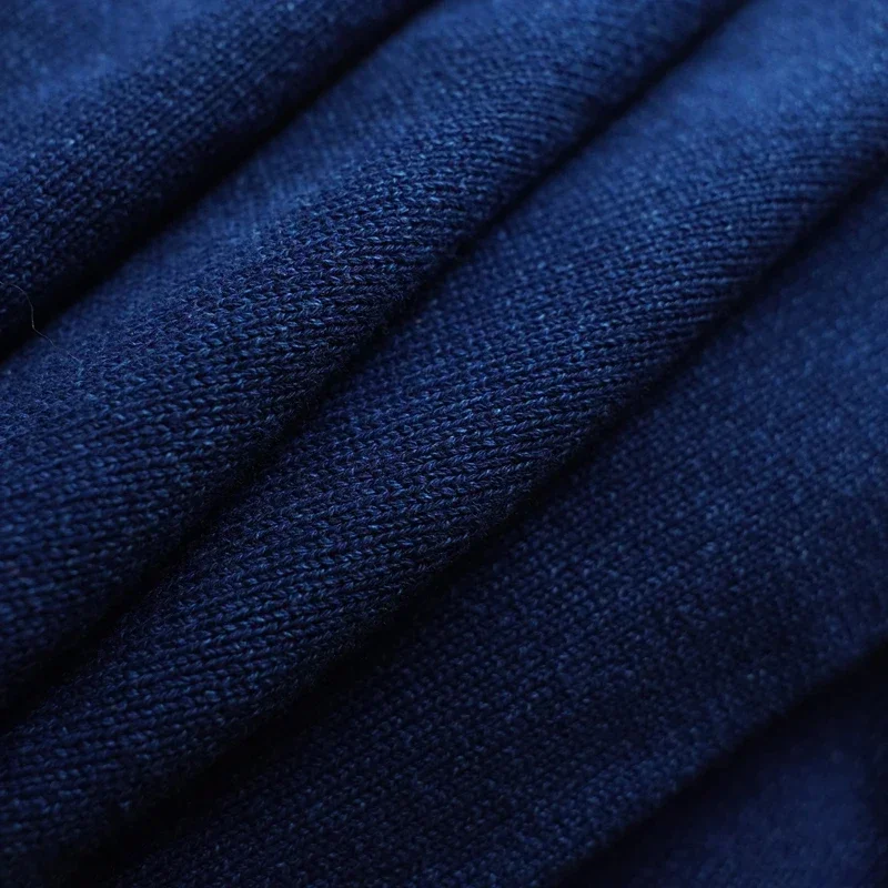 Sauce Zhan Mens Sweater Pullovers Sweater for Man Cotton Indigo Fadeable Knitted Sweater  Regular Fit 4
