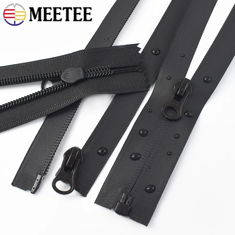 Meetee 2pcs 5# Nylon Waterproof Zippers 15/18/20cm Close-End 40-150cm Open- End DIY Jacket Bag Zip Repair Sewing Accessories