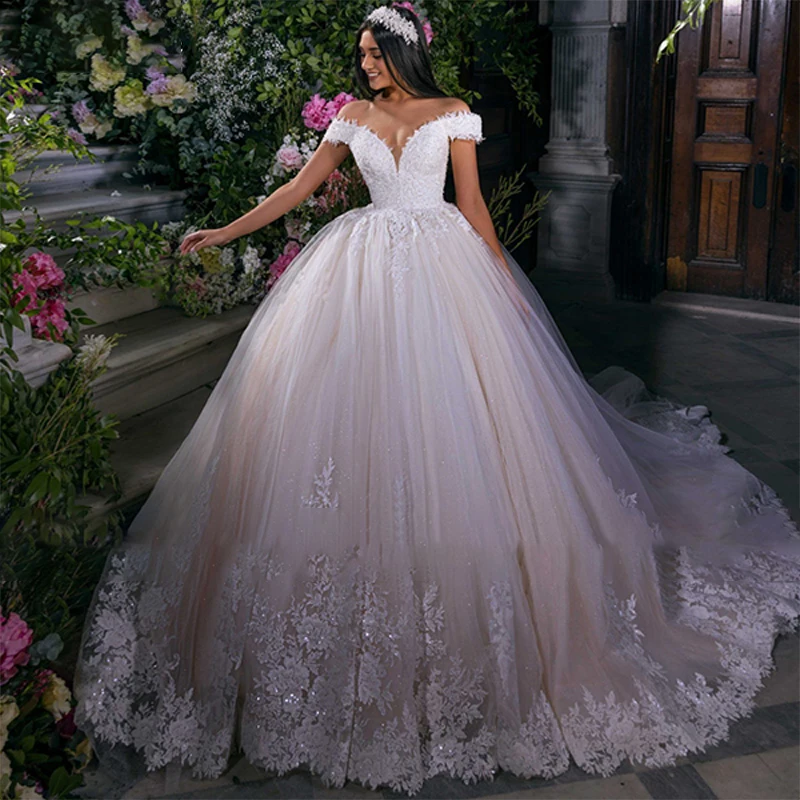 

Simplicity Wedding Dress Organza Satin With Embroidery Lace Ball Gown A-Line Full Sleeve O-Neck Bride Dress Vestido De Novia But