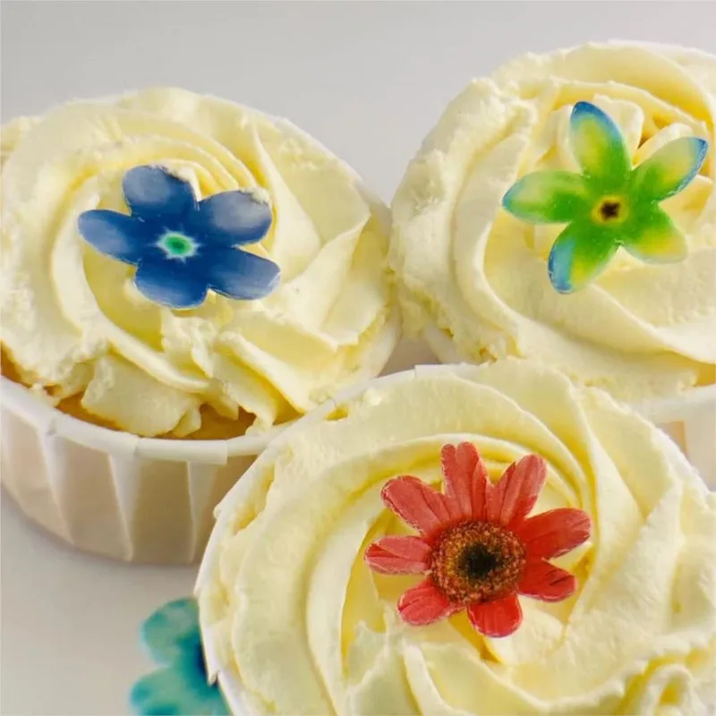 Cake Wafer Flowers Decorations Edible, Edible Cupcake Decorations (72pcs)