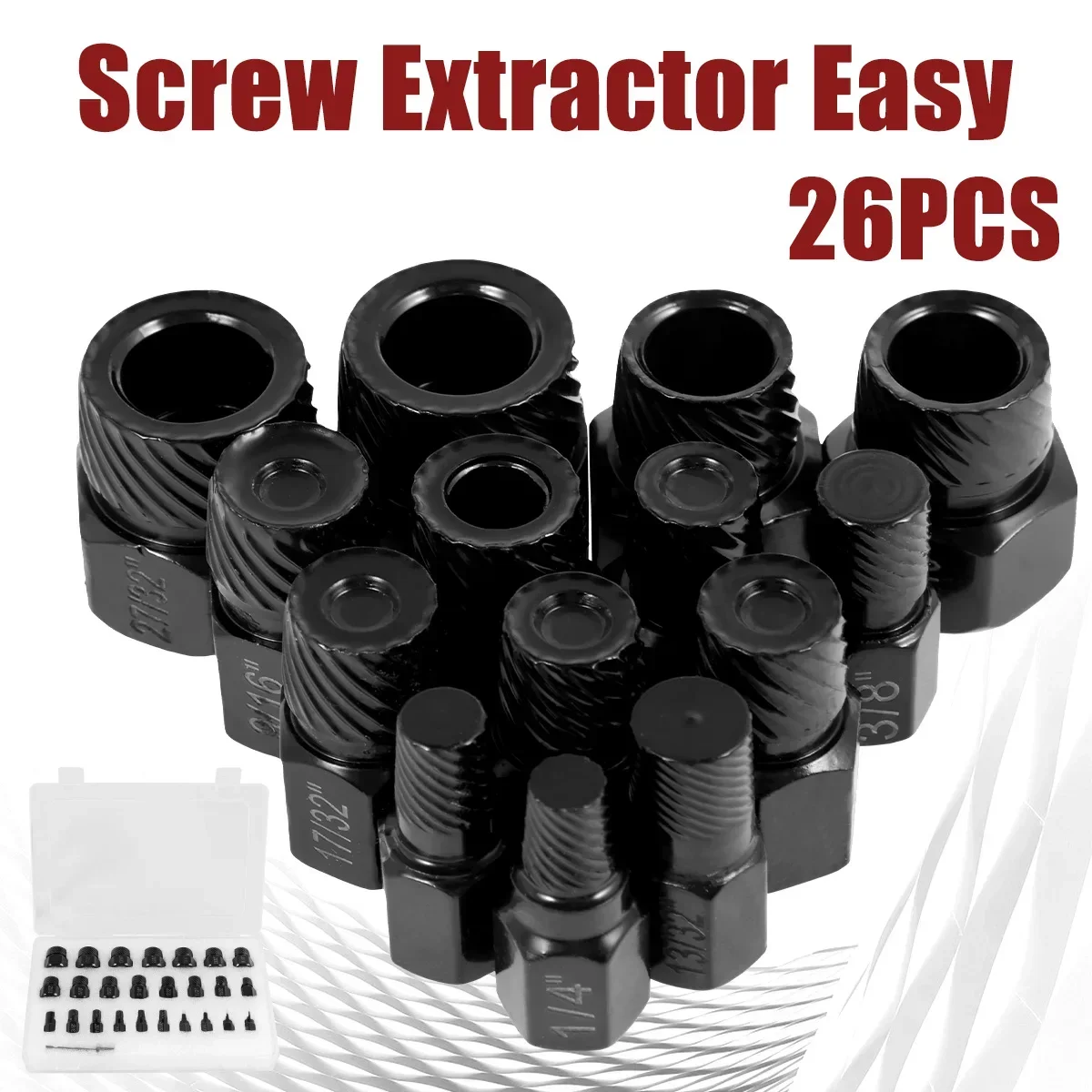 

26Pcs Bolt Nut Extractor Damaged Impact Bolt Nut Remover Tool Broken Screw Stud Removal 3/8in Rusted Screw Extraction Socket Set