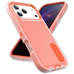 Enhanced Durable Hybrid 3 - in - 1 Shockproof Phone Case with Kickstand - iPhone 17 Air (Transparen)