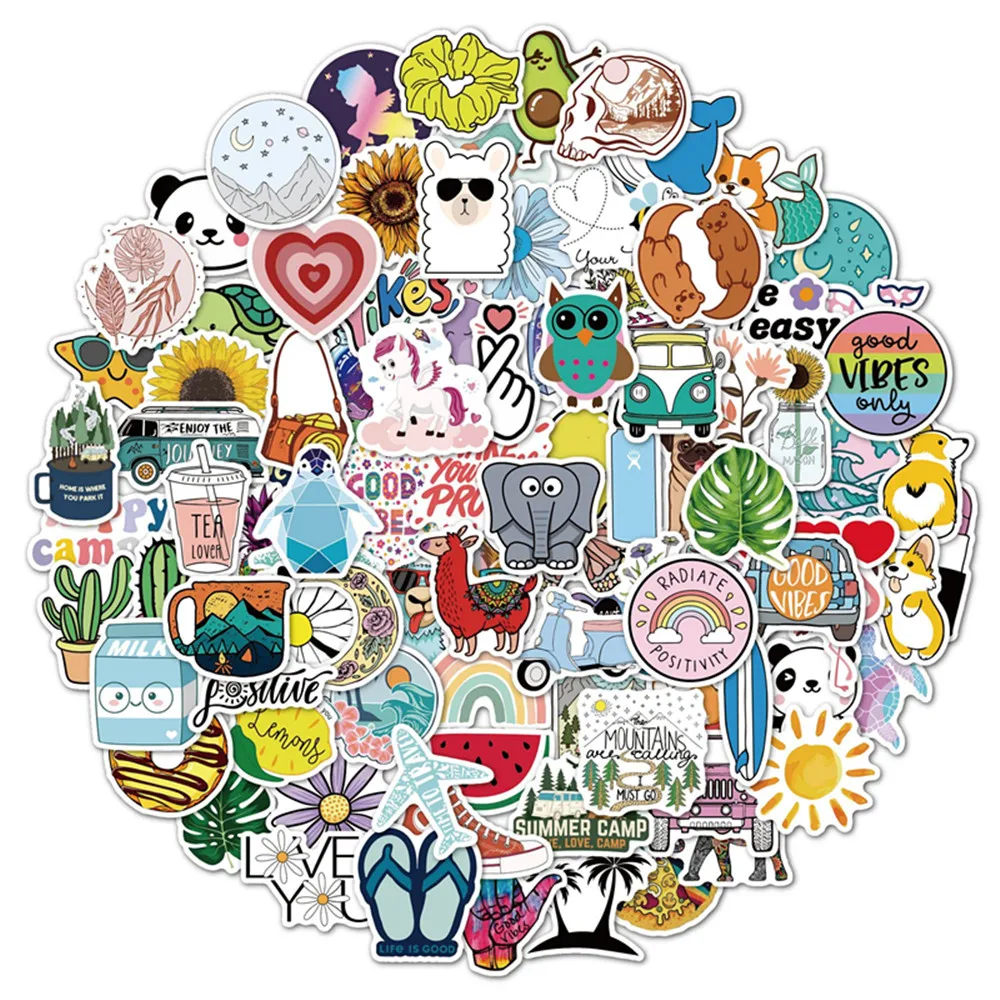 300 PCS Trendy Cool Stickers pour Enfants, Vinyle Imperméable VSCO  Esthétique Autocollants Mignons, Cadeau pour Enfants Adolescents (Lot de  300 Autocollants Colorés) 