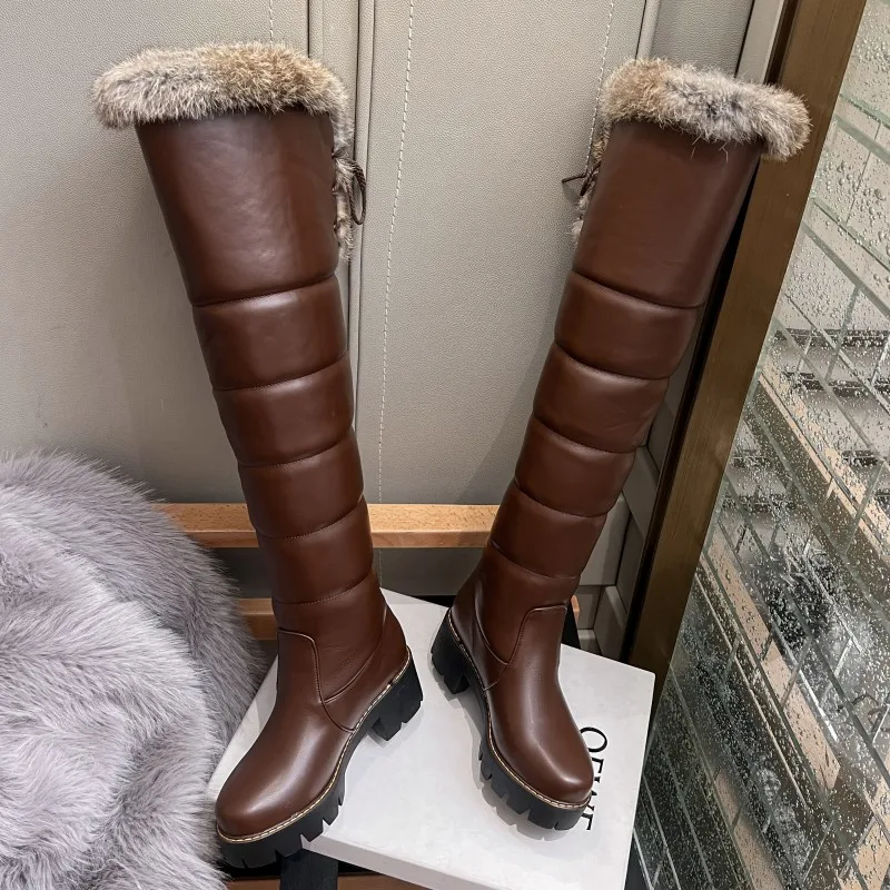 Enmayer Women's Winter High Boots 2022 Winter Shoes Waterproof Thick