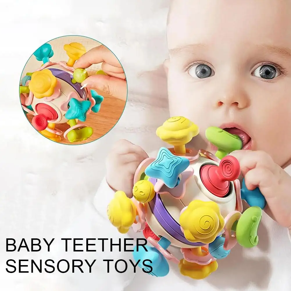 

Baby Toys 0 12 Months Rotating Rattle Ball Grasping Activity Baby Development Toy Silicone Teether Baby Sensory Toys For Ba F9q4