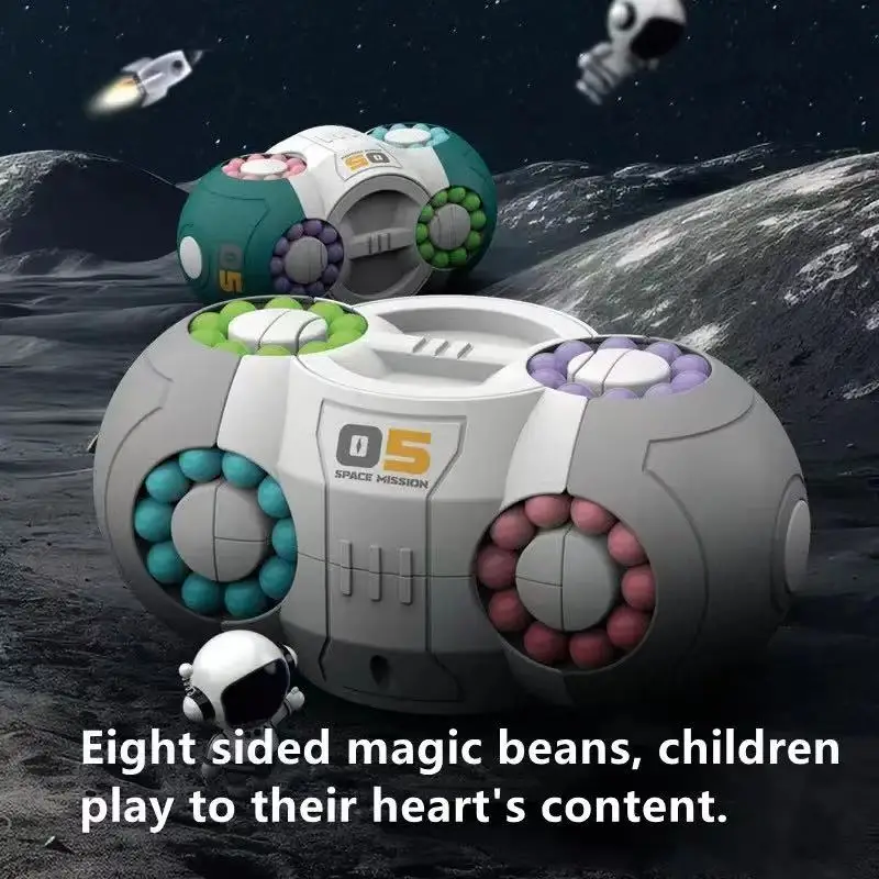 Montessori 8-Sided Rotating Magic Bean Fidget Cube Toys Learning Education Brain Teaser Game Relief Stress Kids Boy Girl Gift 2