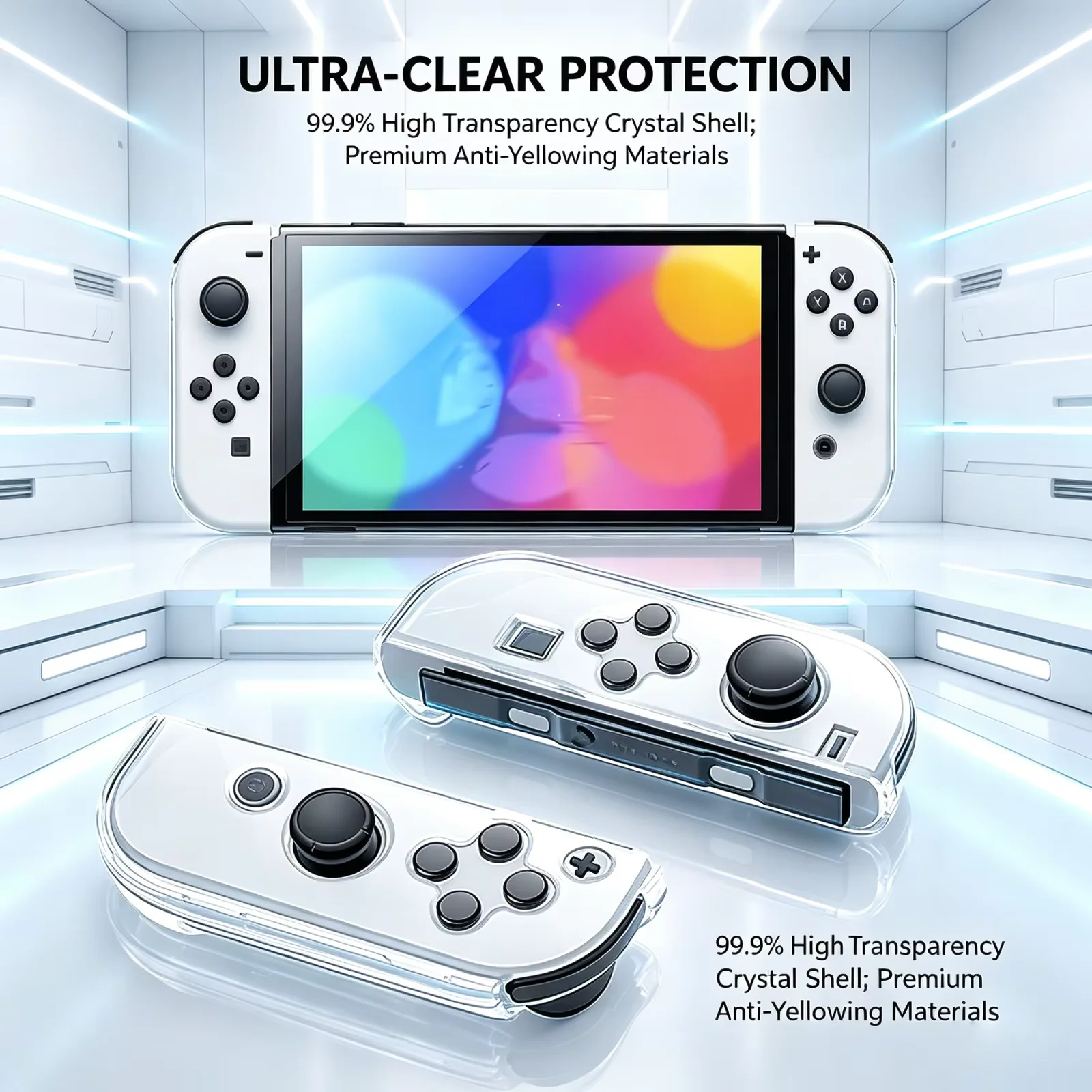 Switch OLED Crystal Case with Built-in Stand - Premium Protective Game Accessory