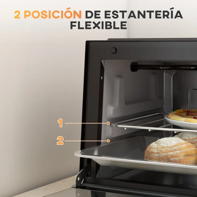 Mini forno elettrico HOMCOM 9L 50W con timer nero a temperatura regolabile 5