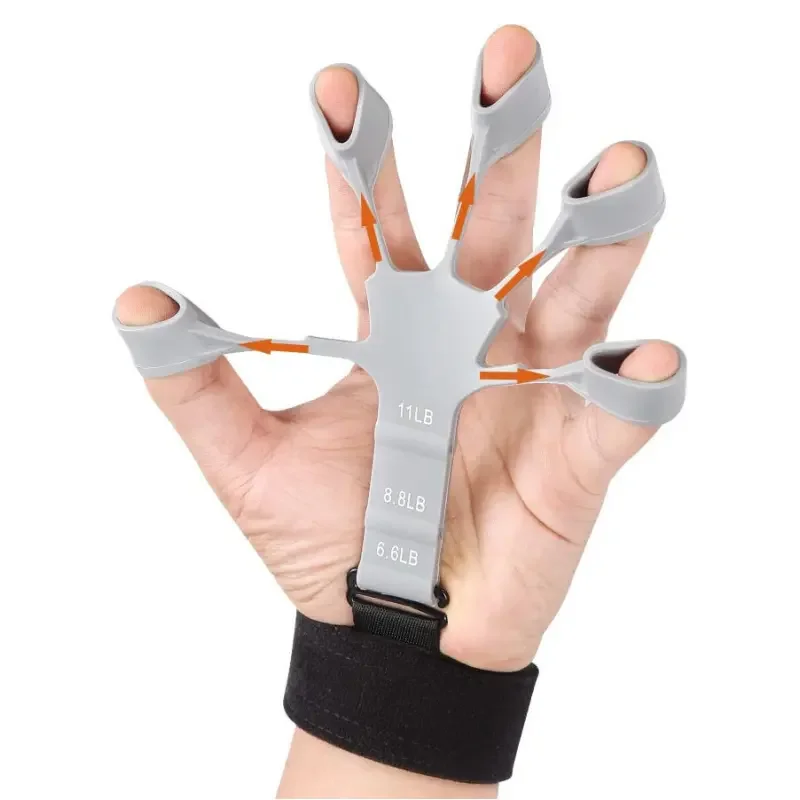 

Adjustable 5 finger resistance bands hand grip strength trainer