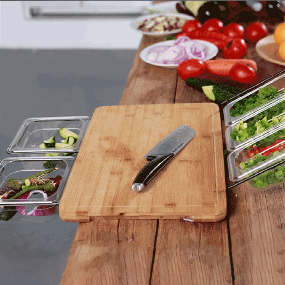 Bamboo Cutting Board with Slide-Out Trays 1 | Bamboo Cutting Board with Slide-Out Trays 5