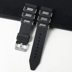 Advanced Black Waterproof Silicone Watch Strap - High Quality Men's Rubber Wristband, Available in 22mm, 24mm, and 26mm - 26mm (Black)