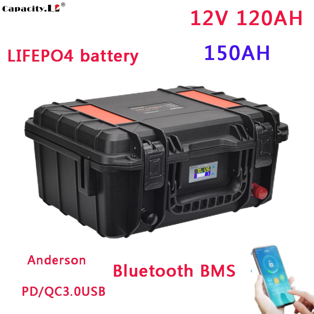 Bluetooth 12V 120AH Lithium LiFePO4 Batterie 190mm Höhe Akku Smart BMS