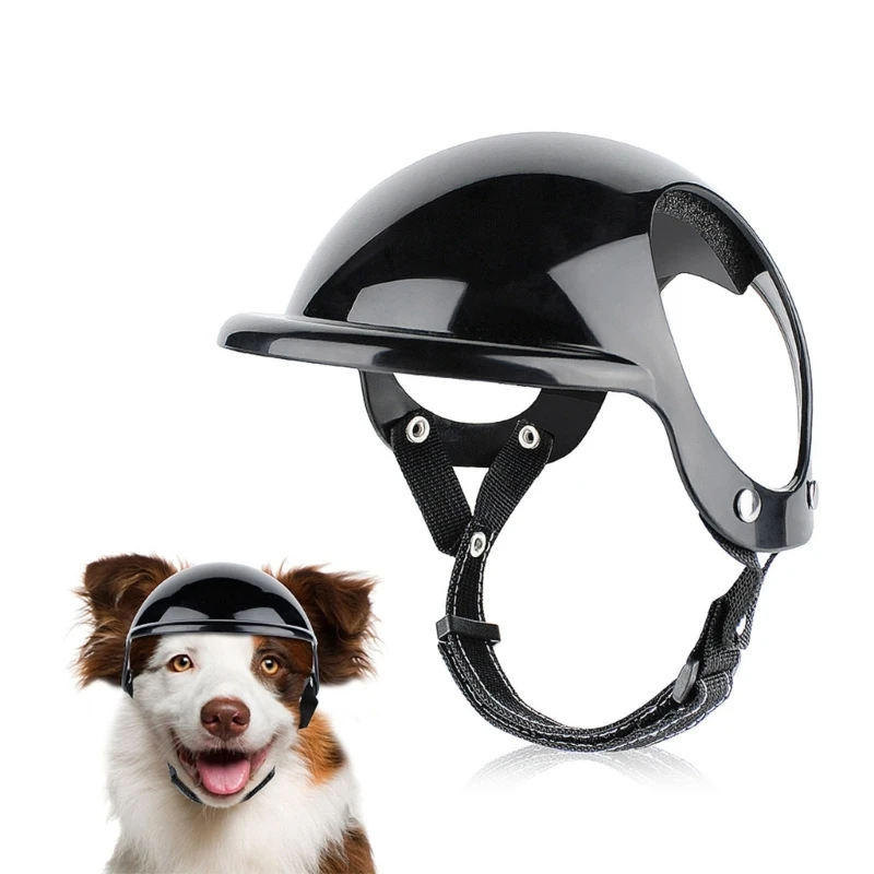 Casque de moto réglable pour animal de compagnie avec trou d'oreille, casque  pour chiot, casque pour chien, casque de sécurité, casquette pour chien