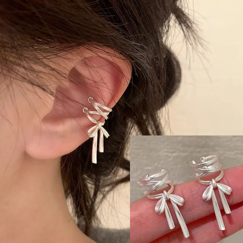 Orecchini Panda A Cerchio In Argento S925 Con Fiocco Rosa - Gioielli Simpatici E Originali Per Donne E Ragazze