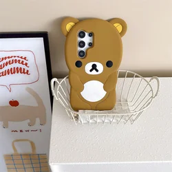 Kawaii Rilakkuma Bear Cartoon Soft Silicone Phone Case - Galaxy S23 Plus (Brown)
