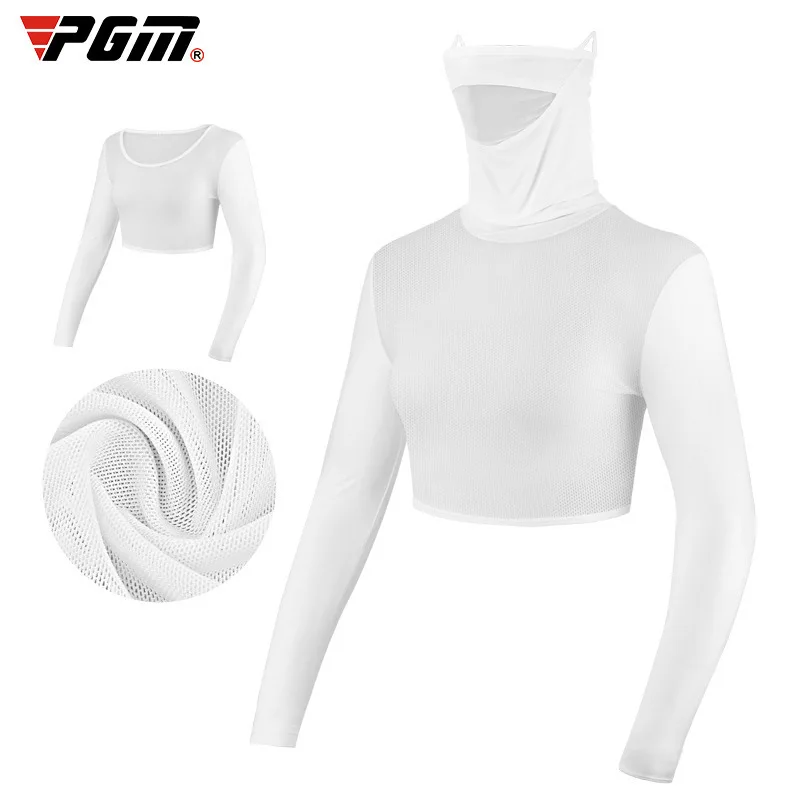 PGM Golf Clothing Women Ice Silk Sunscreen Long-Sleeved T-Shirt Women's Shirt Quick-Drying Slim Cropped Top Anti-Uv Sportswear women golf clothing