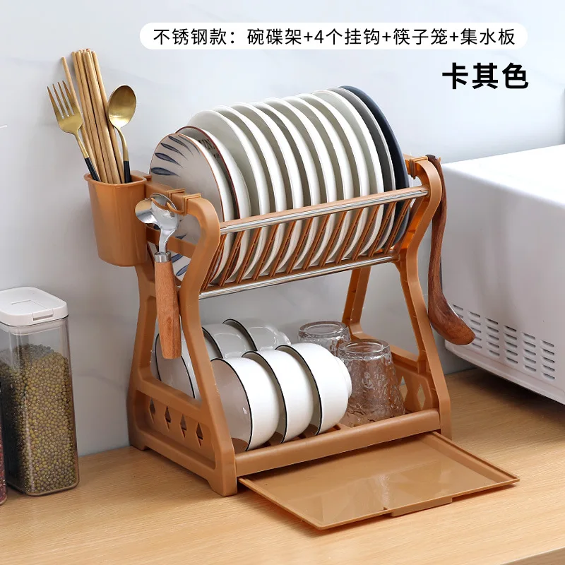 Japanese-style Wrought Iron Dish Drying Rack Sink Multi-functional Kitchen  Storage Shelves Drain Double-layer Cutlery Holder - AliExpress