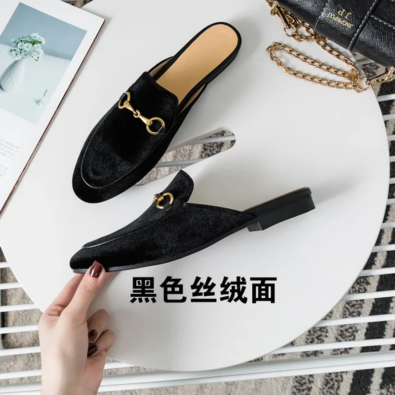 Baotou Half Slippers Women's Summer Outwear Mueller Shoes 2024 New Fashion Cool Slippers Flat Shoes Lazy Shoes