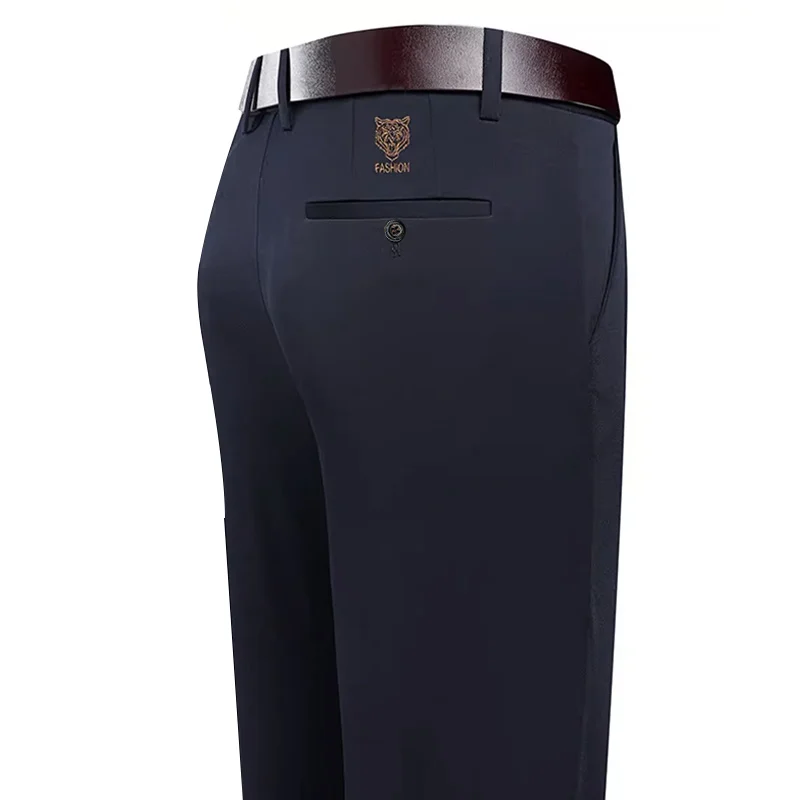 thumbnail image 1 of 29-42 pantalones de traje informales de negocios a la moda finos de verano para hombre, pantalones largos, pantalones formales de manga recta elástica para hombre de talla grande, 1 of 4
