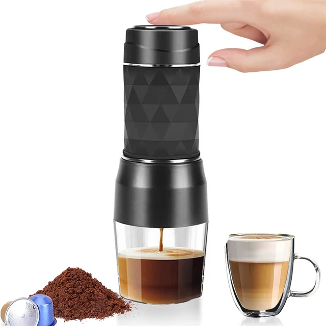 Espresso coffee maker hand press capsule ground coffee brewer portable coffee machine fit coffee powder and
