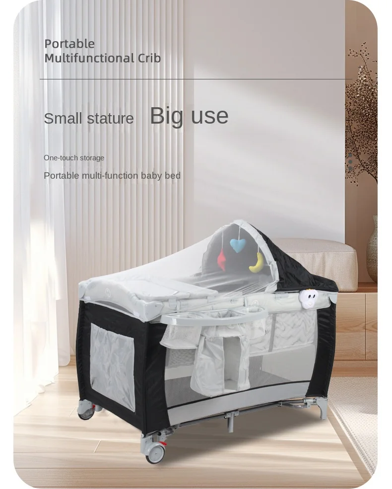 Baby Crib Newborn Multifunctional Baby Bed Foldable Cot With Diaper Table Crib Cradle with Mosquito Net Cribs Baby Playpen S8712ee346c19436f9f7a9c2e9d27a5e8U