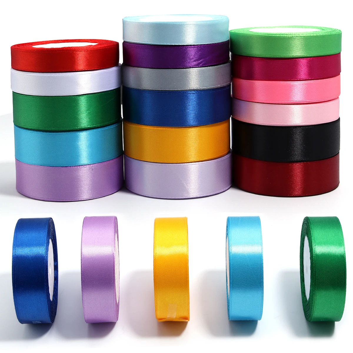 DIY 바느질 활 공예품용 Grosgrain 리본, 선물 포장, 꽃 케이크 포장, 파티 크리스마스 장식, 로트당 25 야드, 1.5cm, 2.5cm