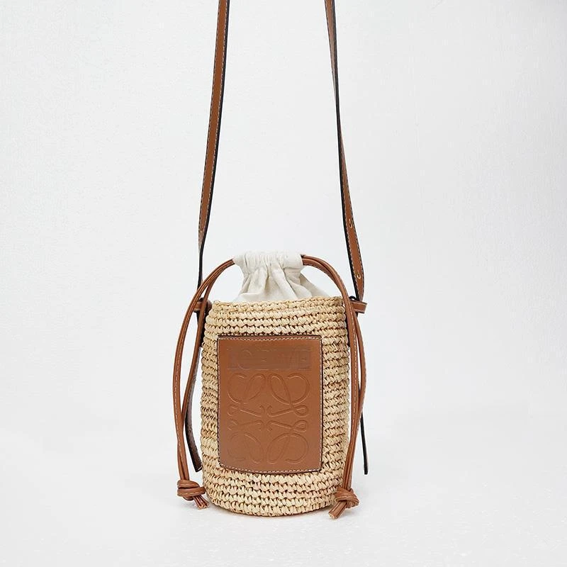New Style Round Straw Tote Raffia Round Barrel Straw Woven Crossbody Bag Handbags Women Bags Designer Beach Bag For Women 2022