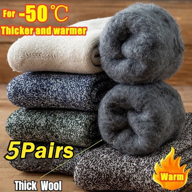 5Pairs Thicken Wool Socks Men High Quality Towel Keep Warm Winter