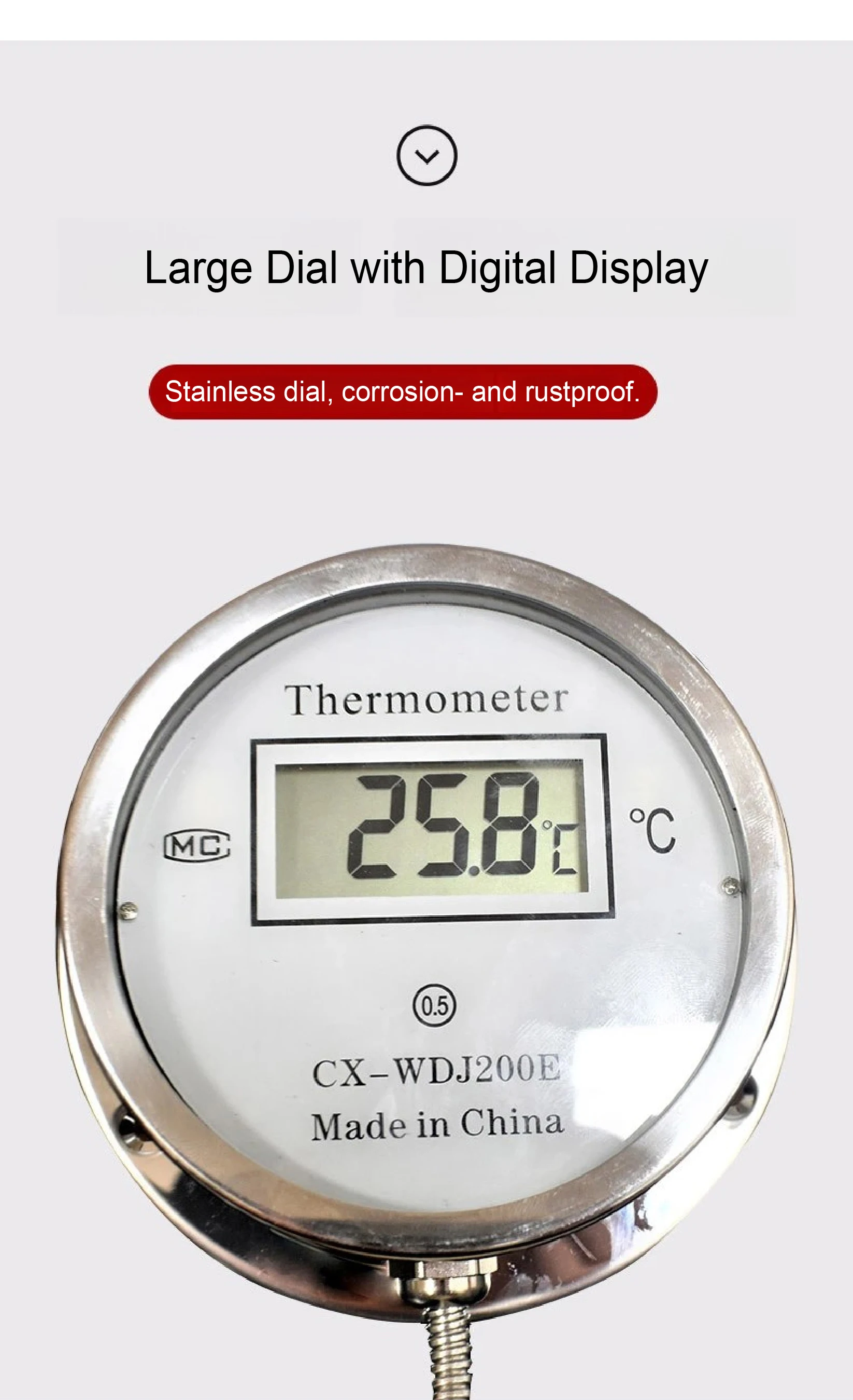 CX-WDJ200E Digital Display Thermometer High Precision Stainless Steel Probe Wate