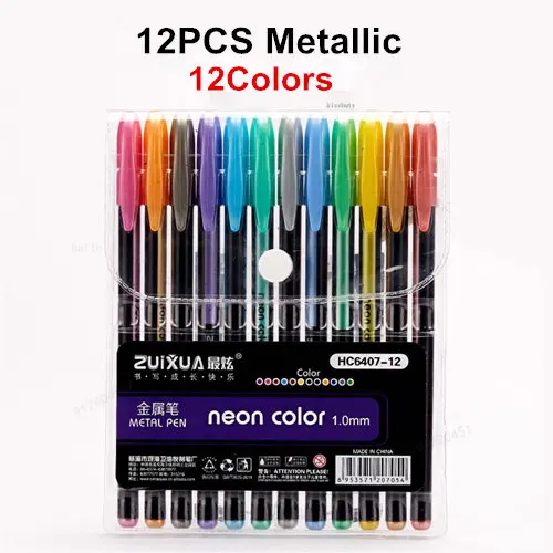 12Pcs/Set Ballpoint Pen Set Glitter Gel Pens For School Office