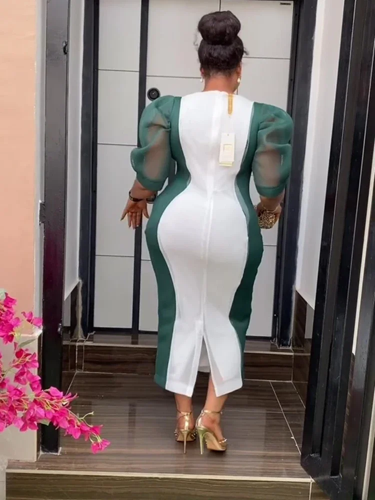 Puff Sleeve Wedding Party Dresses Plus Size Gown For Women African Dashiki Maxi Robe 2023 Autumn Dress Outfits Africa Clothing