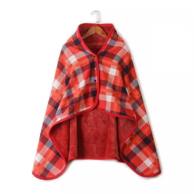 Cozy Plaid Wearable Blanket - Soft Fleece Shawl for Adults, Office, Travel & Home