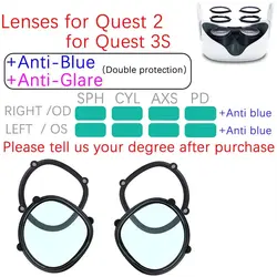 Enhanced VR Prescription Lenses and Anti-Blue Light Accessories (Quest 2 3S Anti-Glar)