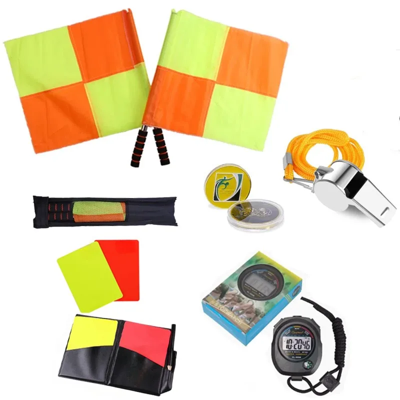 Referee Supplies Set Edge Patrol Chess Stopwatch Whistle Red and Yellow Card Thrower Match Supplies 1 Set soccer referee cards referee whistles training equipment set