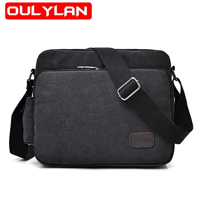 

New Canvas Messenger Bag for Men Vintage Water Resistant Waxed Crossbody bags Briefcase Padded Shoulder Bag for Male Handbag