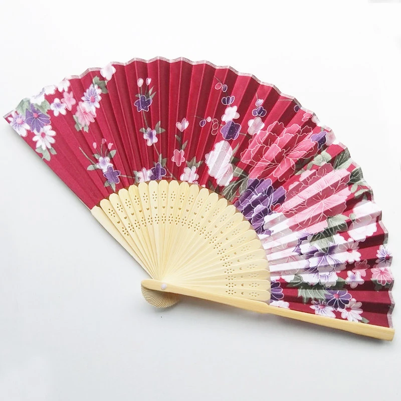 Folding Fan Hand Fan Silk Fans Silk Fan Chinese Japanese Style Folding Home Decoration Vintage Art Craft Gift Party Dance Print Flower Pattern Hand Fan Gift