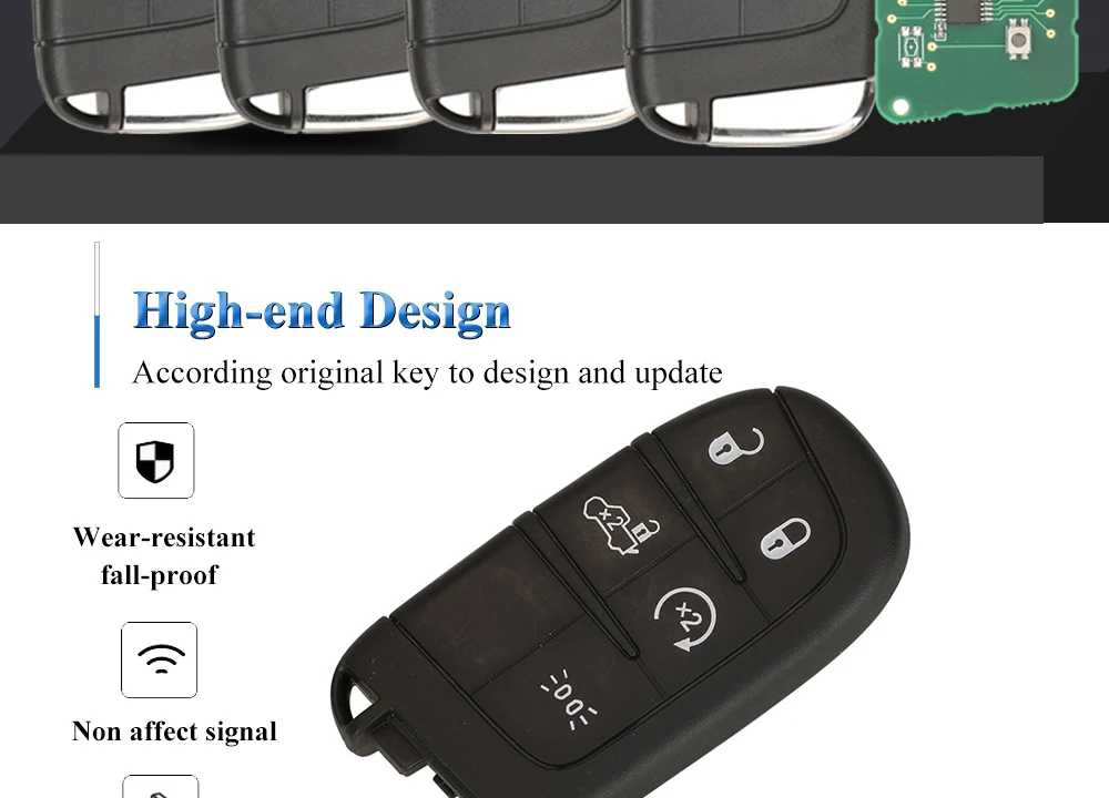 Keyforkess Aftermarket 3/4/5BTN chiave per auto a distanza per Fiat 500 500L 500X 2016 2017 2018 2019 Smart Fob Control 433MHz 4A Chip SIP22 - S8713ac6899ca4deb9b7eae4f3f3b30a2K