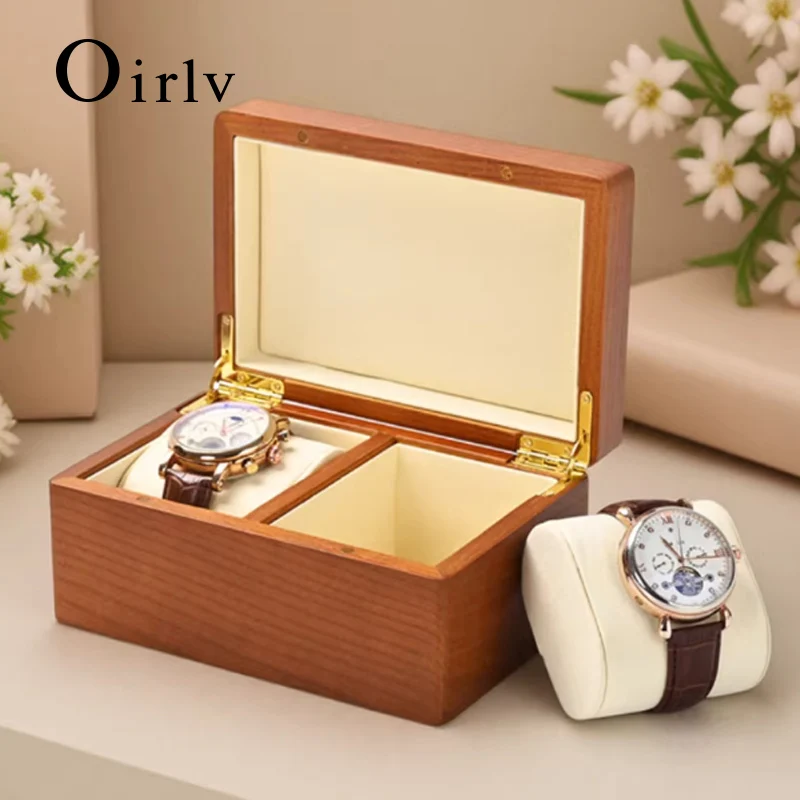 Elegant Wooden Watch Storage Box with Pillow Bag - Portable Timepiece Display Case