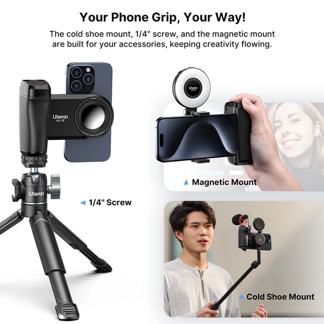 Ulanzi MA35 MagSafe Smartphone Camera Shutter Grip Bluetooth Selfie Handle As Camera Photo Stabilizer Vertical Horizontal Shoot 6 Ulanzi MA35 MagSafe Smartphone Camera Shutter Grip Bluetooth Selfie Handle As Camera Photo Stabilizer Vertical Horizontal Shoot 6