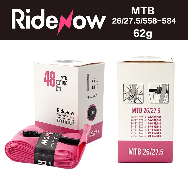 RideNow 초경량 도로 자전거 내부 튜브 700, MTB 자전거 TPU 내부 튜브, 26/27.5/29 인치 프렌치 밸브, 45mm, 65mm, 85mm, 700C, 18mm, 25mm, 28mm, 32m