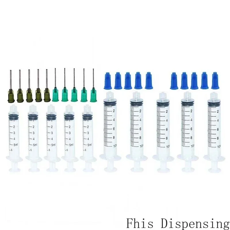 

Five 3ml Five 10ml Syringe with 14G and 18G Blunt Dispensing Tips and Syringe Caps Pack of 10