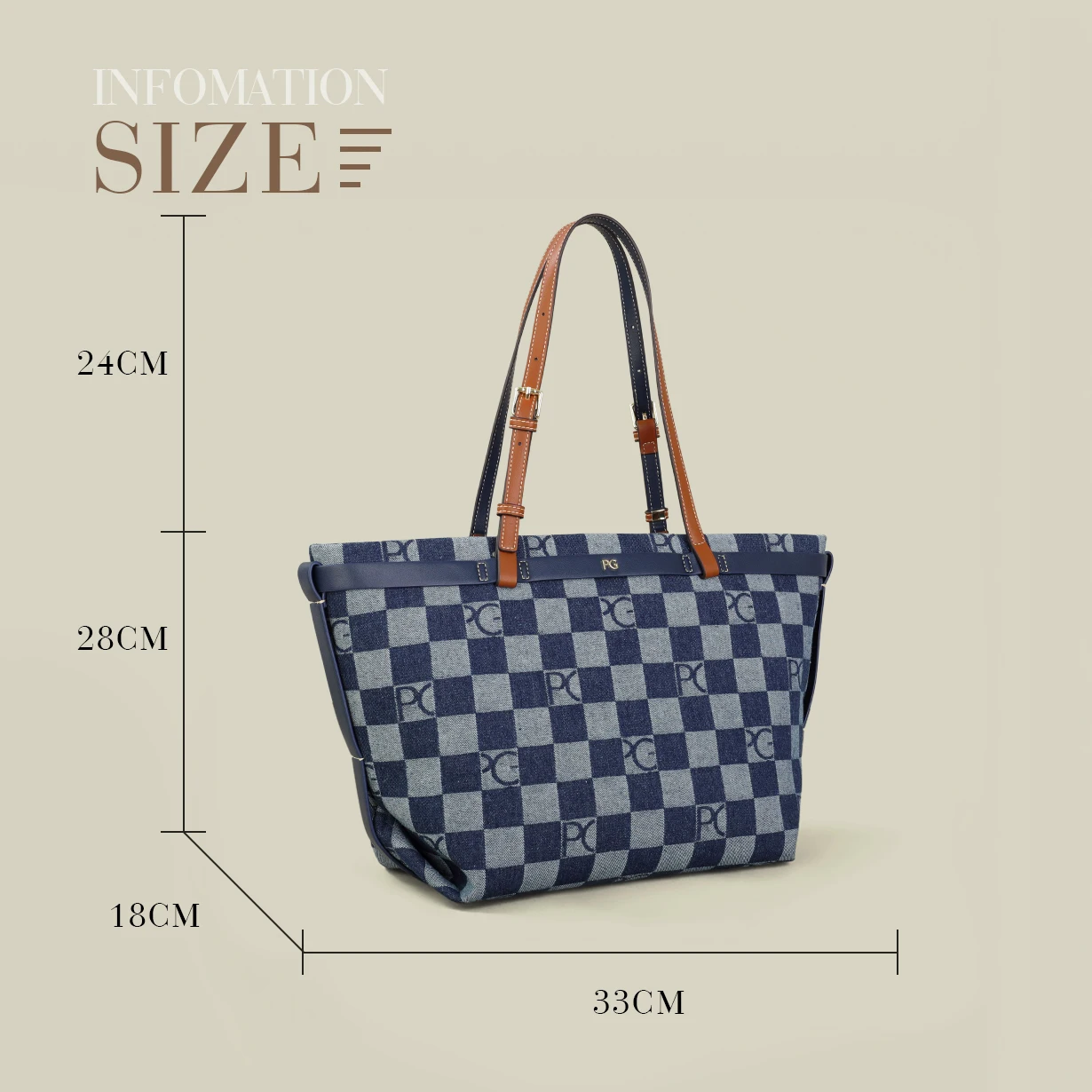 Polyester fashion tote front view
